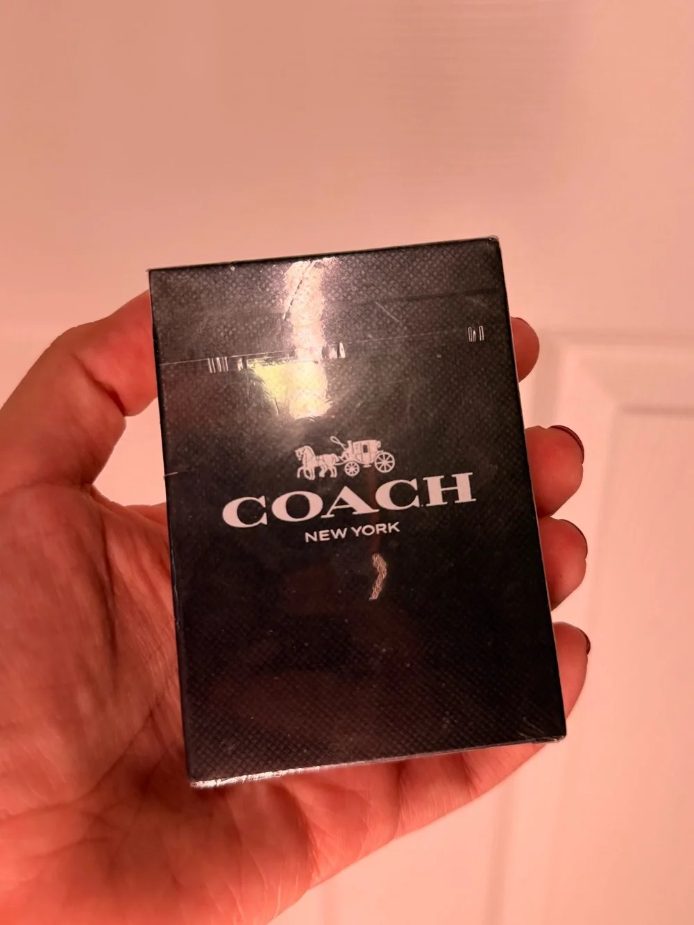 Coach Playing Cards in Black Box with Pumpkin/True Pink Label